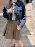 Donic Vintage Washing Pintuck Denim Cropped Jacket