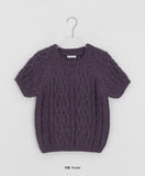 Shuel Wool Cable Short Sleeve Knit