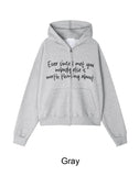Raton Crop Lettering Brushed Hood Zip-Up