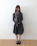 Hammy V-neck Button Layered T-shirt