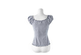 Harper Blue Stripe Shirring Blouse