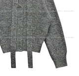 Lulu V-neck wool hair cardigan scarf set