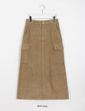 Tombe corduroy cargo long skirt