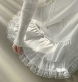 Lovely Lace Ribbon Punching Sleeveless Cardigan Set