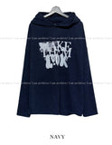 Puppy lettering knit hoodie