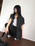 chibbon punching see-through shirring skirt bootcut pants