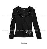 Pinter Grunge Snap Button Slim Hoodie