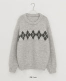 Danters Hairy Argyle Round Knit