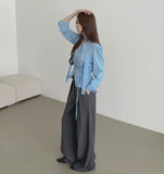 Waist Strap Neck Tie Balloon Puff Blouse