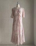 Atyu Pink Flower Shirring Chiffon One Piece