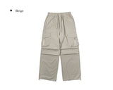 Ashe Nylon Pintuck String Banding Wide Pants