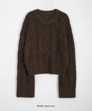 Puden Hairy Wool Cable Crop Knit
