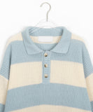 [unisex] Nelfn stripe collar over knit