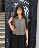 Delda check short-sleeve blouse