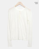 Duric Button Henley Neck Tencel Long Sleeve T-shirt