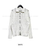 Hailey Damage Eyelet Two-Way Knit Zip-Up