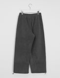 Poining banding string fleece brushed wide pants