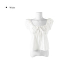 Noal Lace Ribbon Puff Sleeveless Blouse