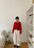 Linen round knit cardigan