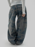 Camo wide denim pants