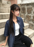 [Planning] Freck Denim Overfit Short Sleeve Denim Shirt