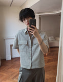 Robre double crop check short sleeve shirt