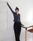 [MADE] Foil Vintage Pocket Slit Slim Ribbed Hood Zip-Up