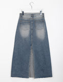 Lots Washed Cutting Denim Long Skirt