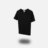 Muscle Fit Henley Neck Short Sleeve Knit