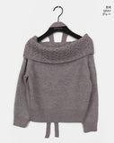 [Muffler set] Weck cable off-shoulder knit set