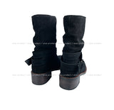 Real suede belt middle boots