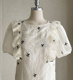 Huilin Ribbon Puff Blouse