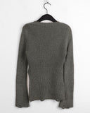 Lafen Angora Side Slit Damage Long Sleeve Knit