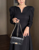 Madrin Heart Neck Tweed Flare One Piece