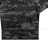 Camo lettering slim crop short sleeves