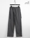 Kumo Side Ribbon Checkered Linen Pants