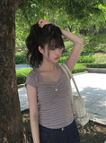 [MADE] Duran Amore Square Neck Shirring Short Sleeve T-Shirt
