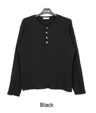 Kenz Waffle Henley Neck Long Sleeve