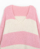 Rutina Stripe V-neck Over Knit