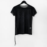 Flap mesh see-through shirring tee