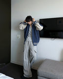 Color Matching Knit Varsity Zip-Up