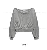 Loin crop off-shoulder sweatshirt