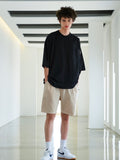 Pleat pigment washing short pants