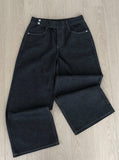 [MADE/Non-Fade] Front two-button stitch wide raw denim pants