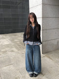 Risha Check Collar Knit Shirt Rib Cardigan