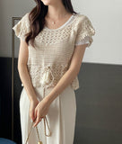 [Planning] Beria U-neck Ribbed Short Sleeve Knit