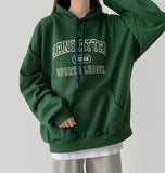 Manhattan Lettering Loose Fit Unisex Lightweight Hood T-Shirt