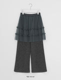Kidu Wool Brushed Layered Skirt Pants