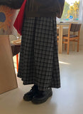 [BAONHAUS] Polunk Peach Fuzz Check Banding Long Skirt