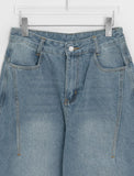 [unisex] Sieon Pocket Curved Wide Denim Pants